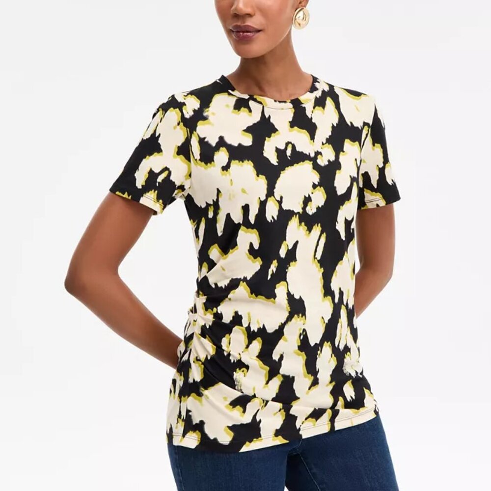 Printed Ruched-Waist T-Shirt